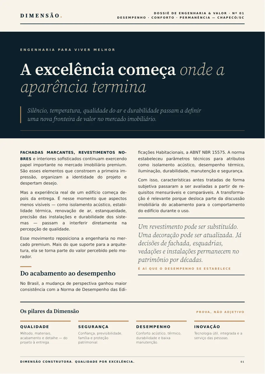 Capa do dossiê A excelência começa onde a aparência termina