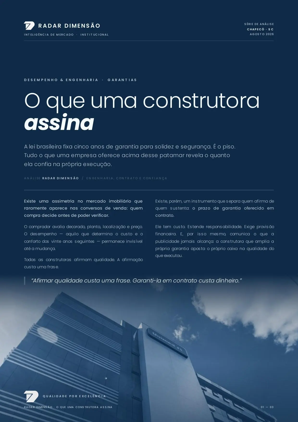 Capa do Radar Dimensão O que uma construtora assina